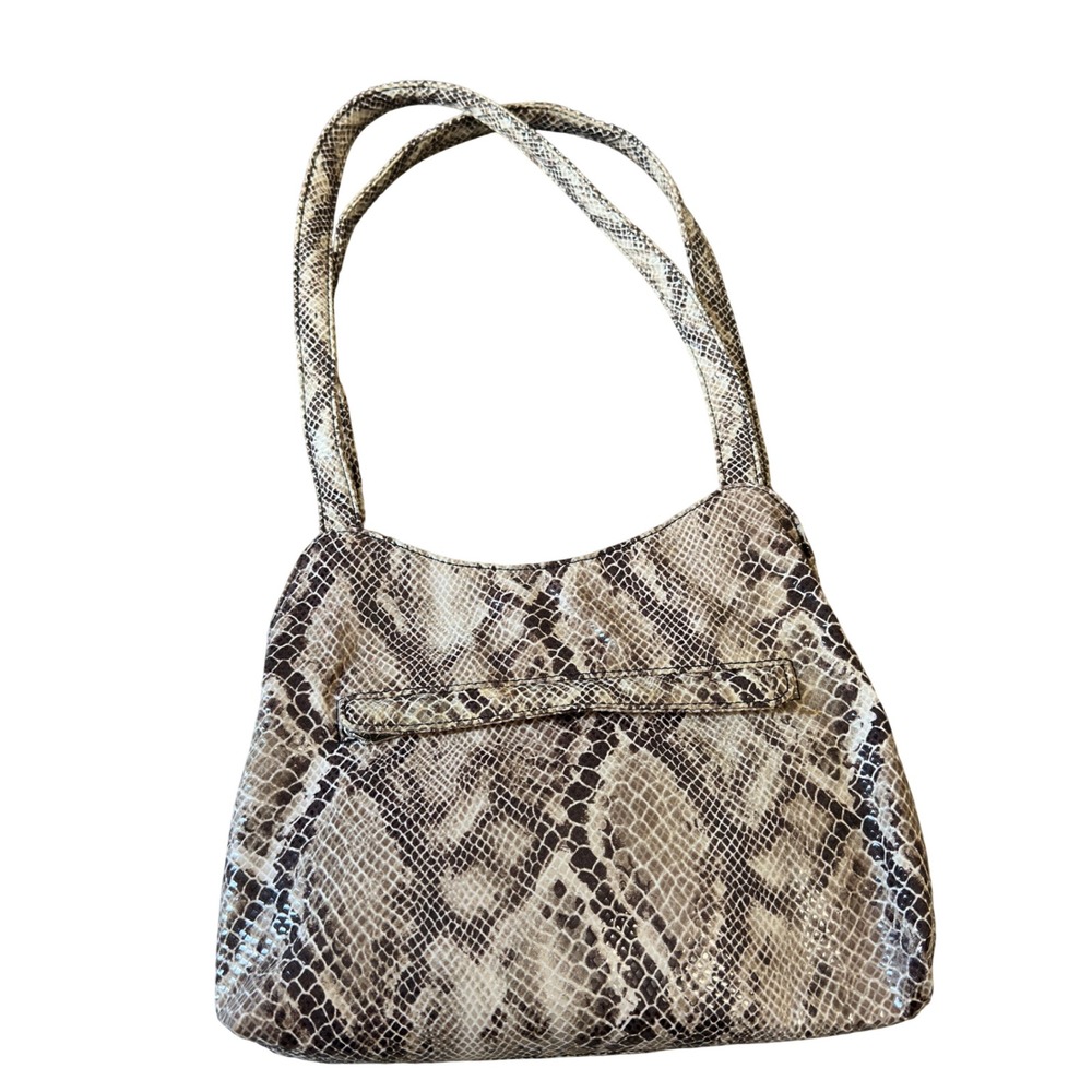 Maxx New York Shoulder Bag Y2K Brown Snakeskin Print Faux Leather Medium OS